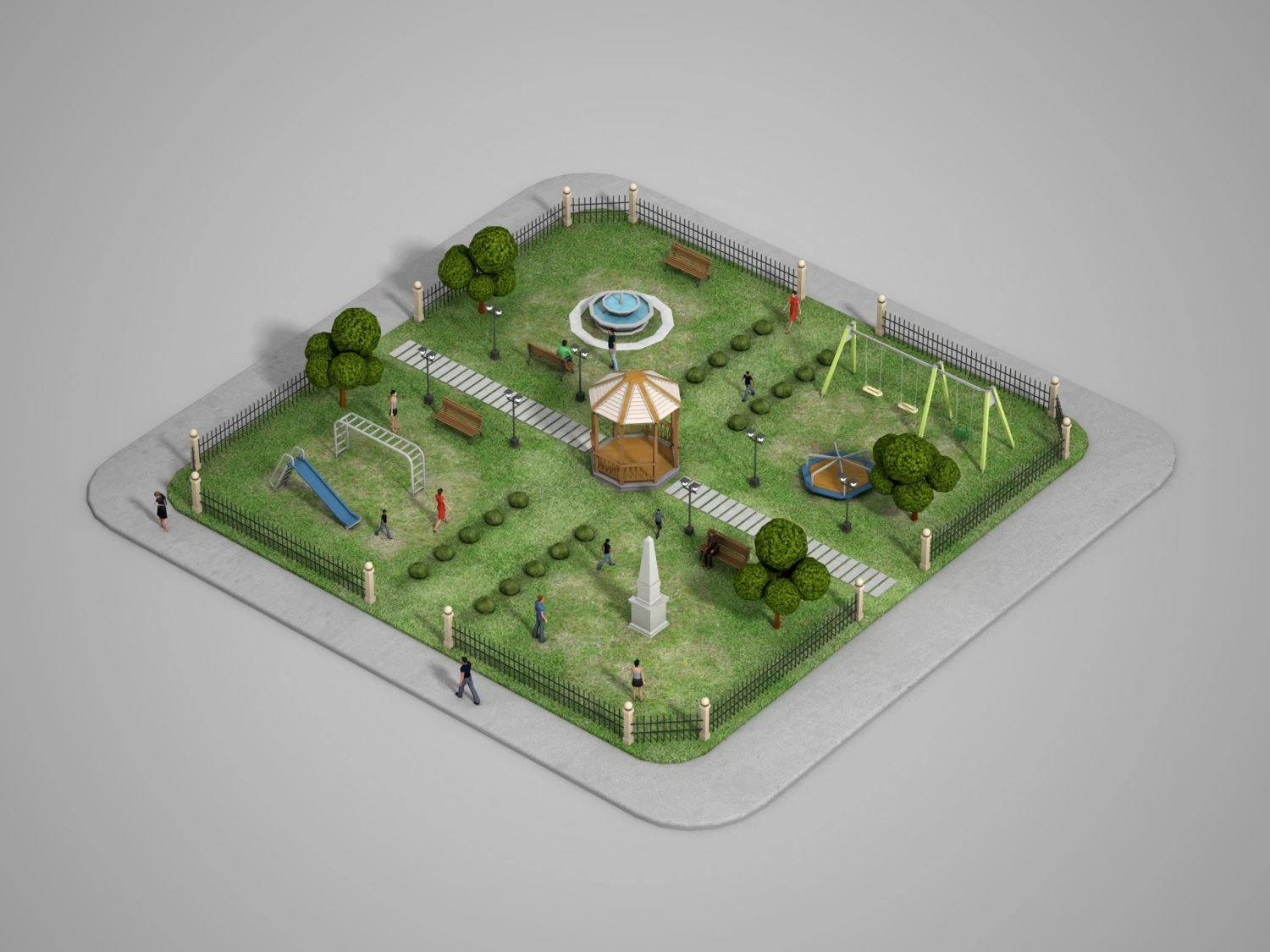 urban park 3D Model .c4d .max .obj .3ds .fbx .stl .blend 