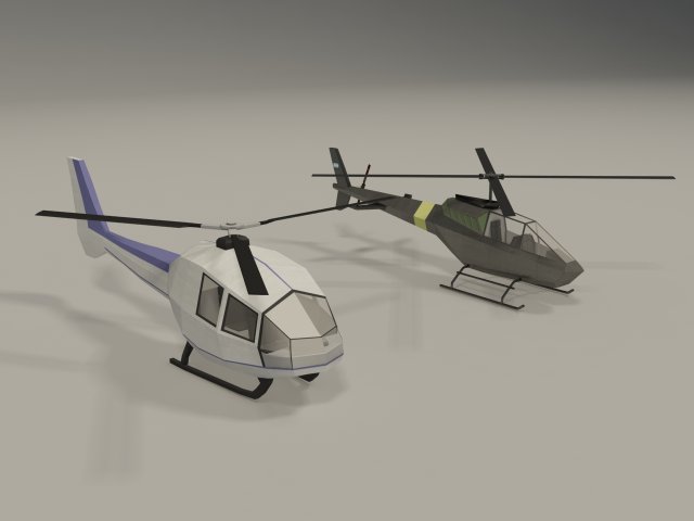 Lowpoly helicopters 3D Model .c4d .max .obj .3ds .fbx .stl .blend 