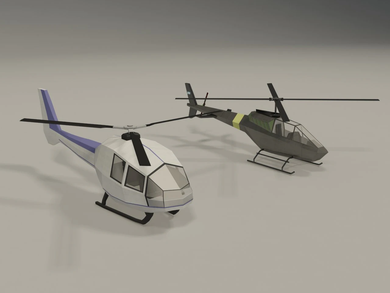 Lowpoly helicopters 3D Model .c4d .max .obj .3ds .fbx .stl .blend 