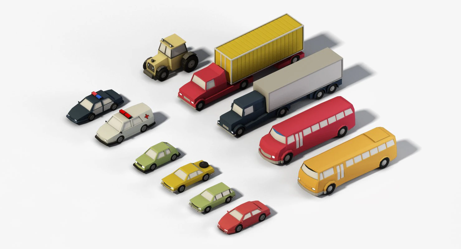 lowpoly vehicles 3D Model .c4d .max .obj .3ds .fbx .stl .blend