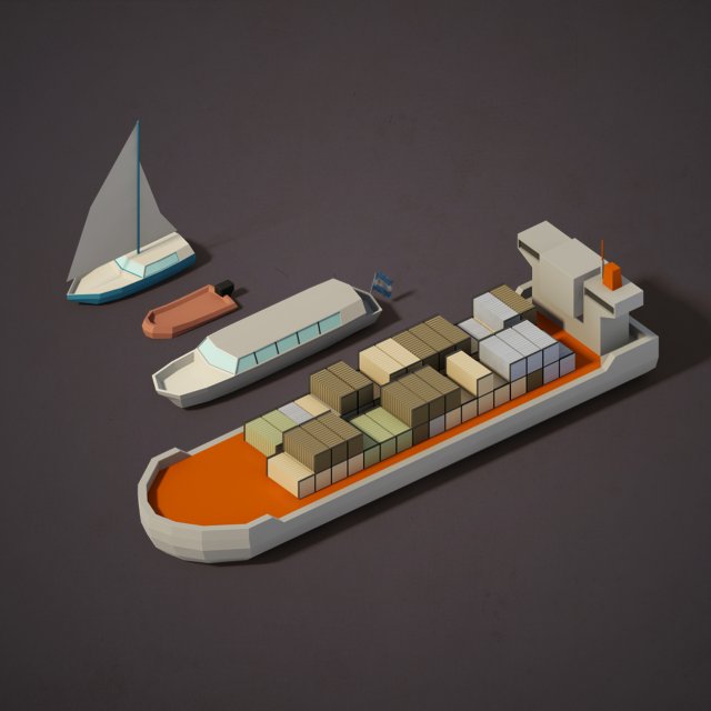 lowpoly boats Modelo 3D .c4d .max .obj .3ds .fbx .stl .blend 
