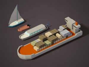 lowpoly boats 3D Model