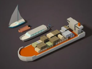 barcos lowpoly Modelo 3D