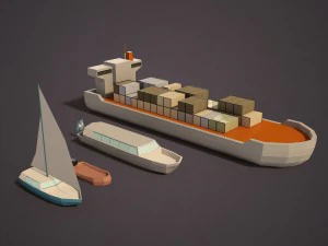 lowpoly boats 3D Model