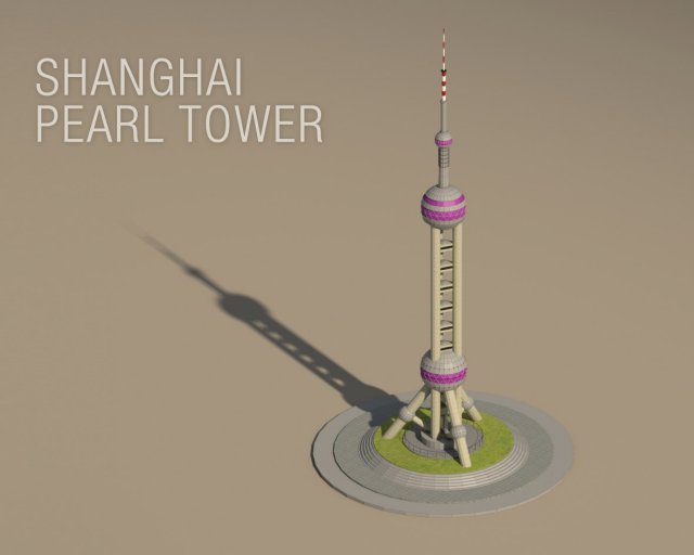 famous shanghai landmark oriental pearl tower 3D Модель .c4d .max .obj .3ds .fbx .stl .blend 