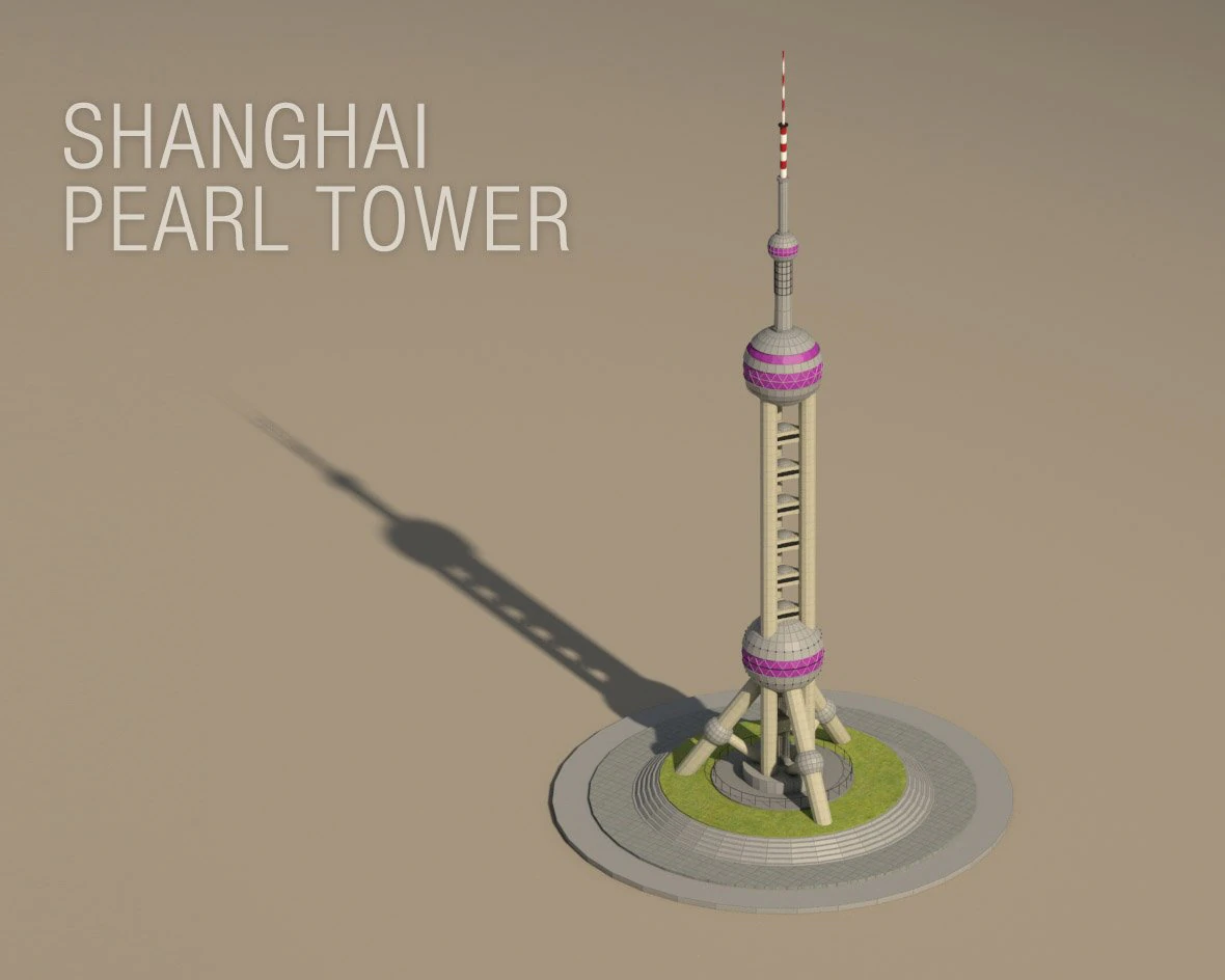 famous shanghai landmark oriental pearl tower 3D Model .c4d .max .obj .3ds .fbx .stl .blend 