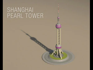 Знаменитая достопримечательность Шанхая, Восточная жемчужная башня 3D Модель