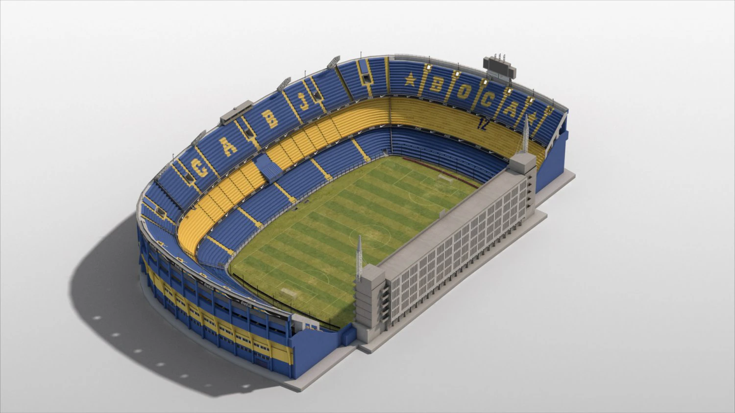 Boca Juniors Stadium Bombonera Lowpoly 3D Model .c4d .max .obj .3ds .fbx .stl .blend 