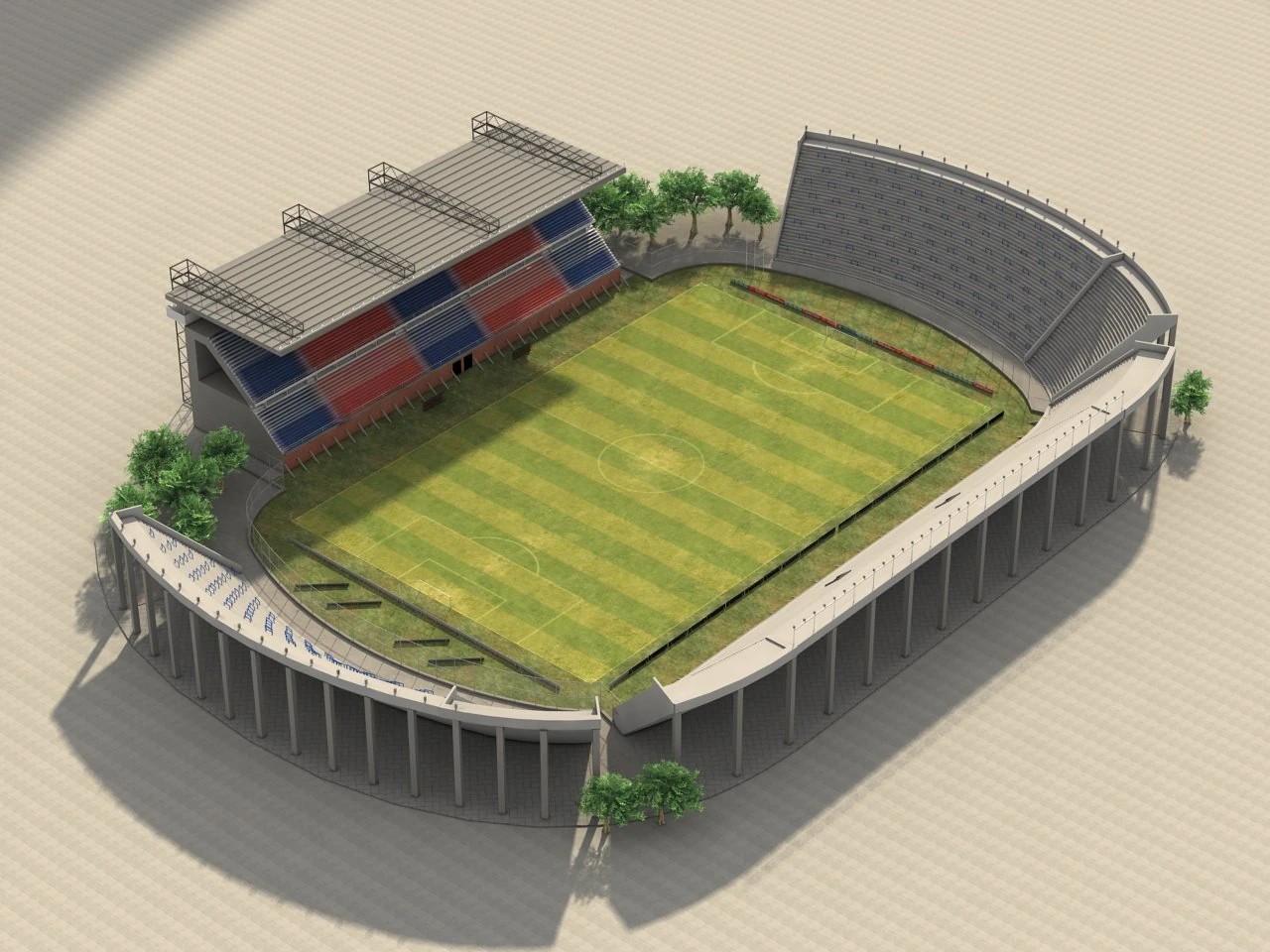 fully textured pedro bidegain stadium from athletic club san lorenzo argentine 3D Model .c4d .max .obj .3ds .fbx .stl .blend 