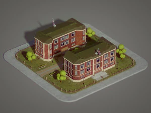 british school building 3D Model