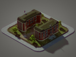 british school building 3D मॉडल