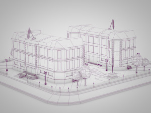 british school building 3D मॉडल