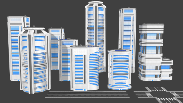 city pack Modello 3D .c4d .max .obj .3ds .fbx .stl .blend 