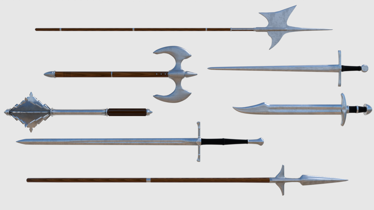 Medieval Weapons Pack Game Ready 3d Model In Melee 3dexport