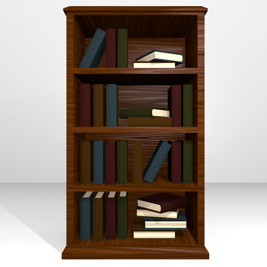 wooden bookshelf 3D Model .c4d .max .obj .3ds .fbx .stl .blend 