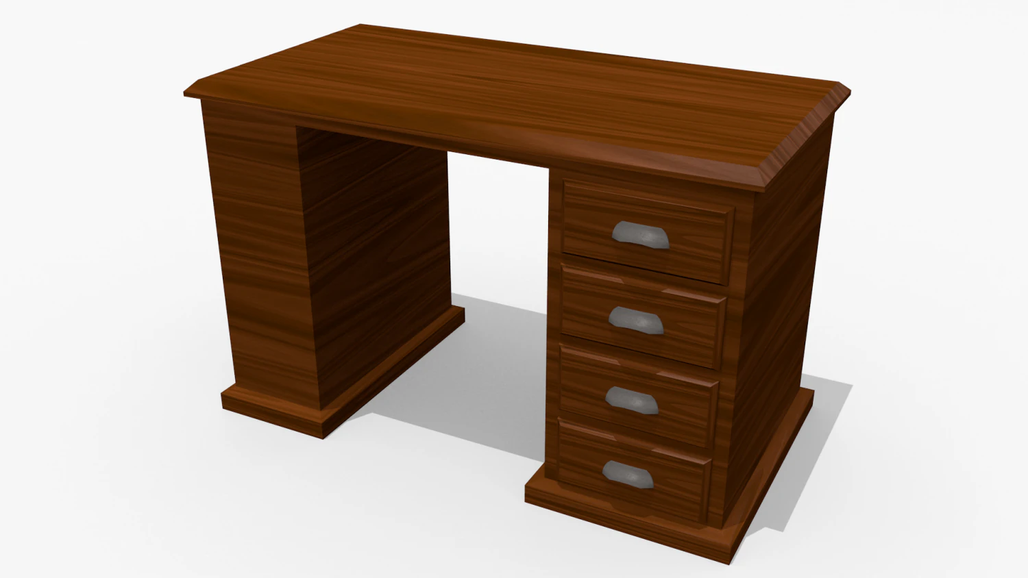 wooden desk 3D Model .c4d .max .obj .3ds .fbx .stl .blend