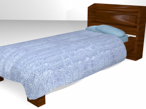 wooden bed - game ready 3D Model