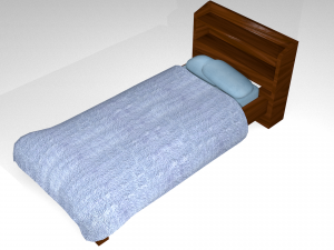 wooden bed - game ready Modello 3D