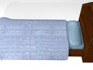 wooden bed - game ready Modello 3D