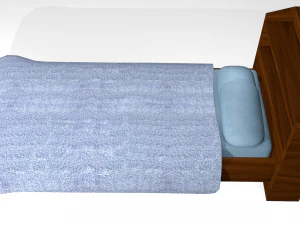 wooden bed - game ready 3D Model