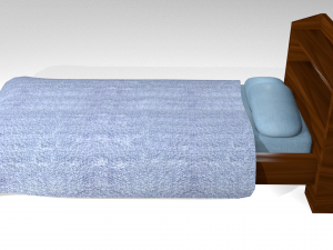 wooden bed - game ready Modello 3D