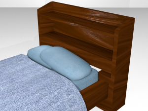 wooden bed - game ready Modello 3D