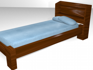 wooden bed - game ready Modello 3D