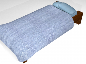 wooden bed - game ready Modello 3D