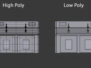 scrub sink - high and low poly Model 3D