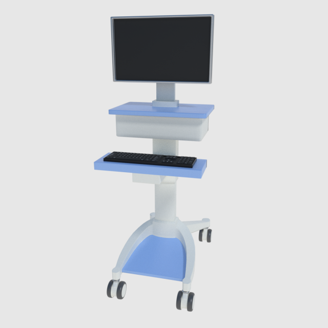 medical computer cart - low and high poly 3D 모델 .c4d .max .obj .3ds .fbx .stl .blend 