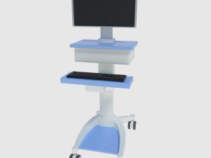 medical computer cart - low and high poly 3D Model