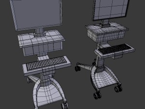 medical computer cart - low and high poly 3D 모델