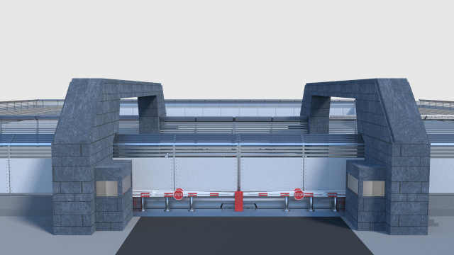 modular compound fence 3D 모델 .c4d .max .obj .3ds .fbx .stl .blend 
