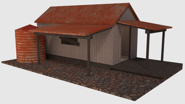 rusty old shack - game ready 3D Модель .c4d .max .obj .3ds .fbx .stl .blend 