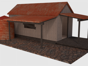 rusty old shack - game ready 3D-Modell