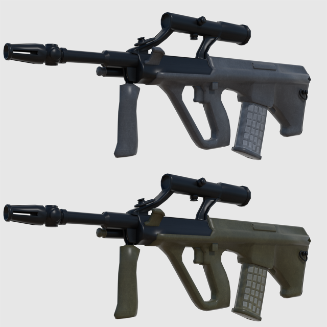 steyr aug assault rifle - game ready 3D Model .c4d .max .obj .3ds .fbx .stl .blend 