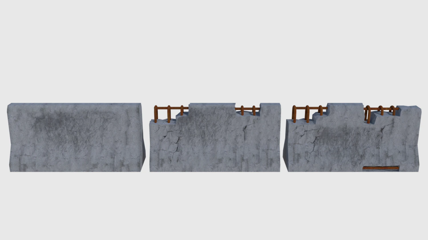 concrete road blocks - game ready 3D Model .c4d .max .obj .3ds .fbx .stl .blend 