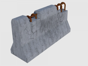 concrete road blocks - game ready 3D Model