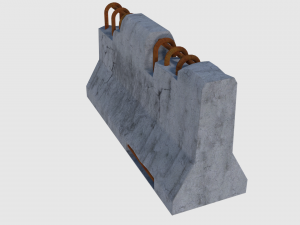 concrete road blocks - game ready 3D Model