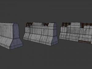concrete road blocks - game ready 3D Model