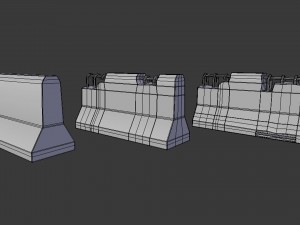 concrete road blocks - game ready 3D Model
