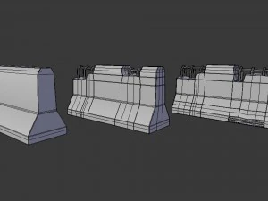 concrete road blocks - game ready 3D Model