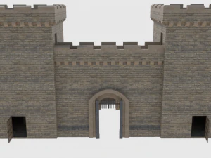 castle walls towers and gates 3D Model
