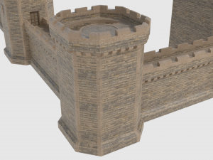 castle walls towers and gates 3D Model
