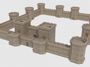 castle walls towers and gates 3D Model