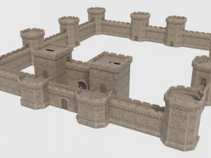 castle walls towers and gates 3D Model