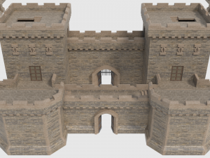 castle walls towers and gates 3D Model