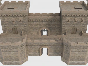 castle walls towers and gates 3D Model