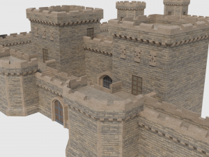 castle walls towers and gates 3D Model