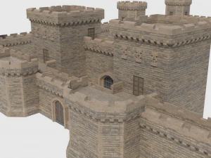 castle walls towers and gates 3D Model